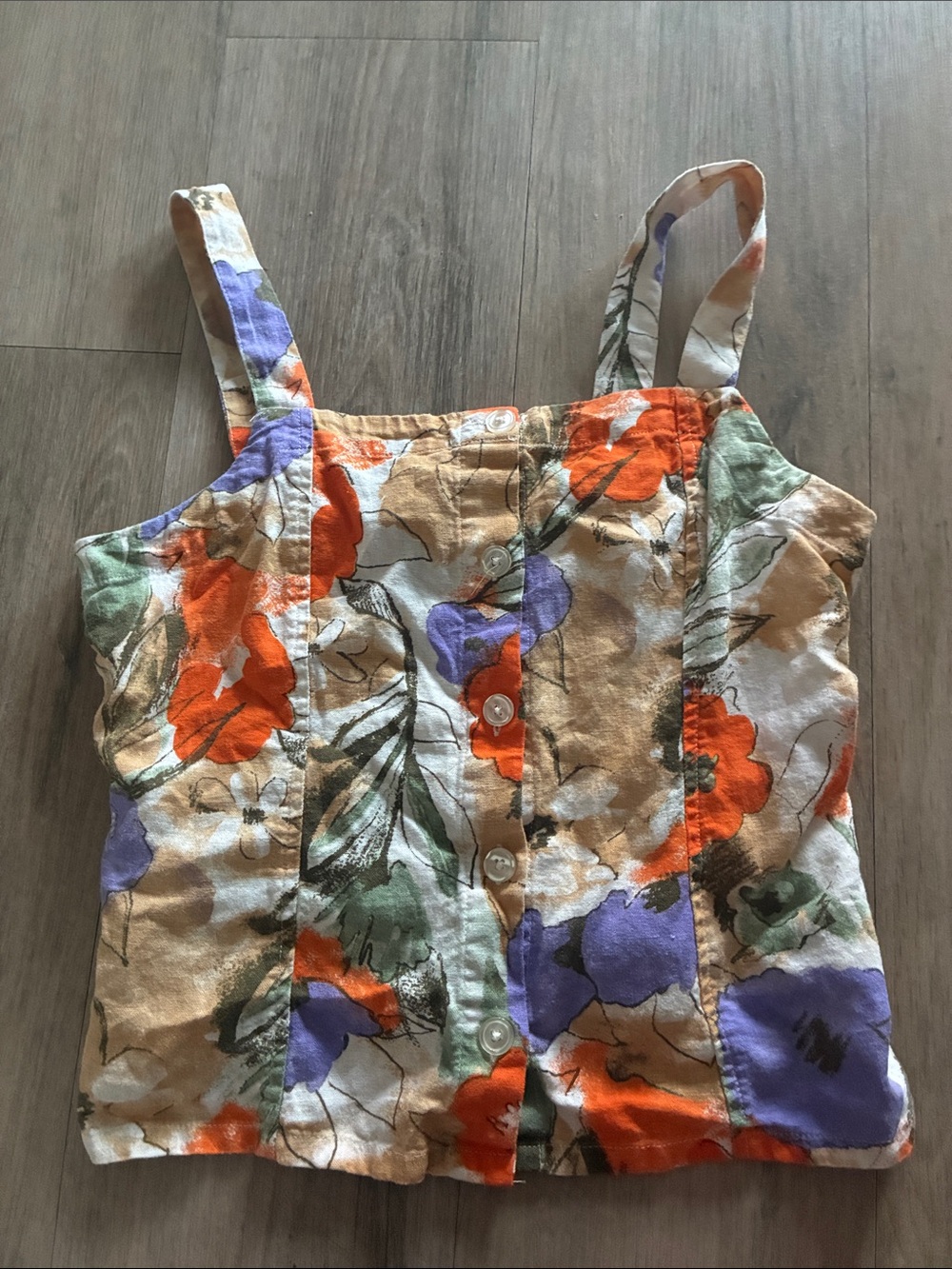 Mossimo Floral Button-Front Cami in Orange, Purple & Green